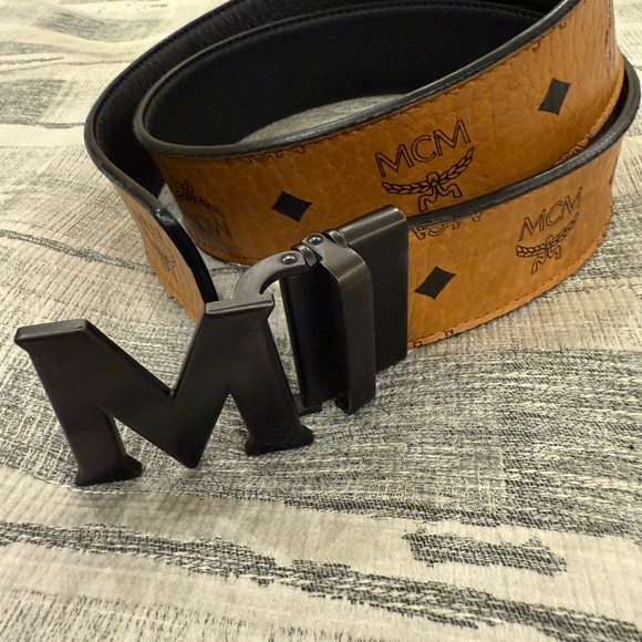 MCM Belt Black Buckle Original Canvas - Picture 3 of 5